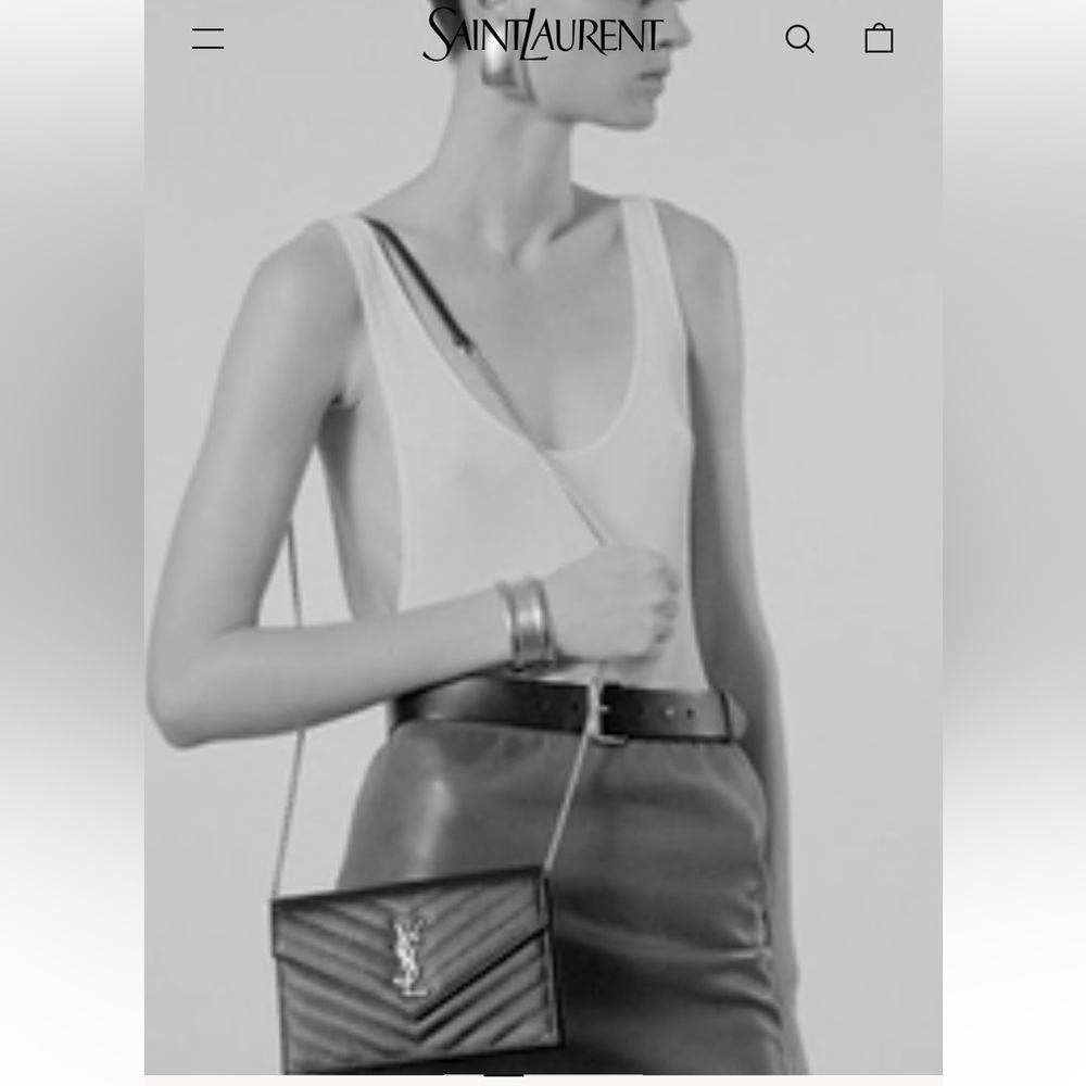 Saint Laurent Black Quilted Leather Monogram Crossbody Bag - Picture 13 of 14